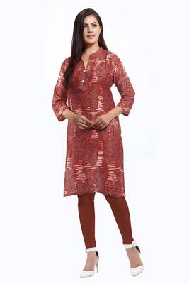 Maroon printed cotton ethnic-kurtis 1