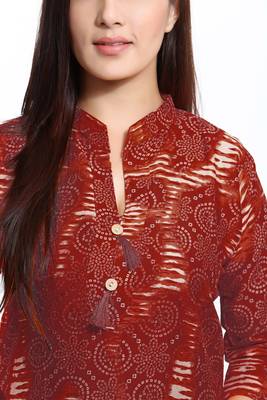 Maroon printed cotton ethnic-kurtis 3