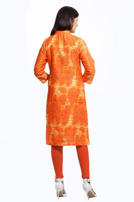 Orange printed cotton ethnic-kurtis 2