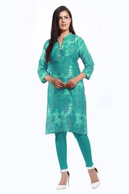 Green printed cotton ethnic-kurtis 1