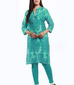 Green printed cotton ethnic-kurtis