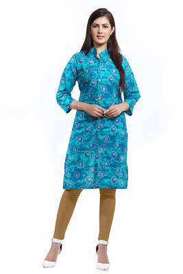 Blue printed cotton ethnic-kurtis 1