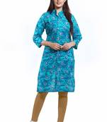 Blue printed cotton ethnic-kurtis