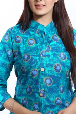 Blue printed cotton ethnic-kurtis 3