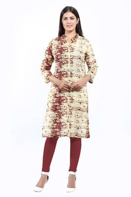Maroon printed cotton ethnic-kurtis 1