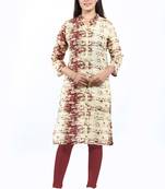 Maroon printed cotton ethnic-kurtis