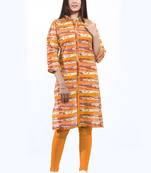 Orange printed cotton ethnic-kurtis