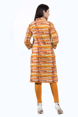 Orange printed cotton ethnic-kurtis 2