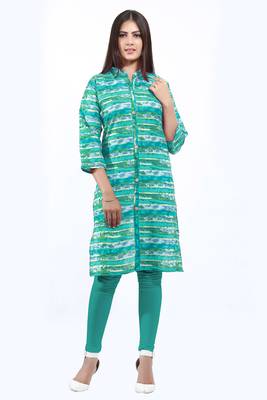 Green printed cotton ethnic-kurtis 1