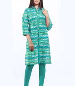 Green printed cotton ethnic-kurtis