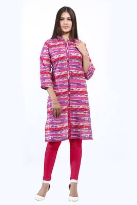 Pink printed cotton ethnic-kurtis 1