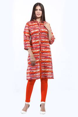 Red printed cotton ethnic-kurtis 1
