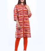 Red printed cotton ethnic-kurtis