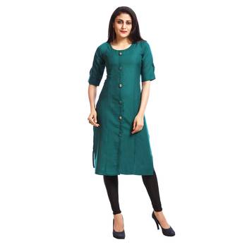 Green embroidered cotton ethnic-kurtis 1