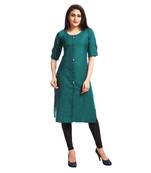 Green embroidered cotton ethnic-kurtis