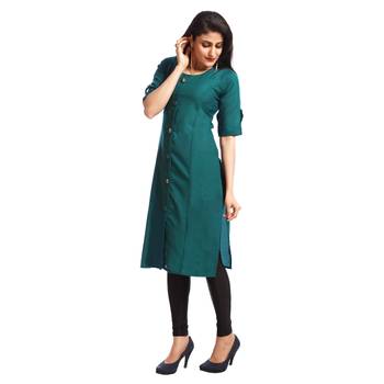 Green embroidered cotton ethnic-kurtis 3
