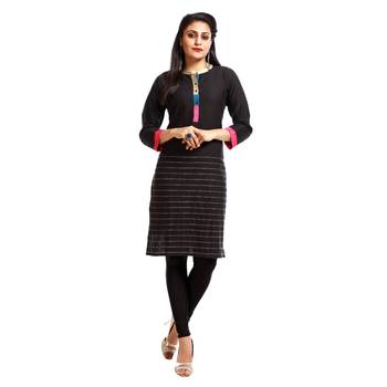 Black embroidered cotton ethnic-kurtis 1