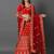 Red embroidered art silk unstitched lehenga