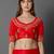 Red embroidered art silk unstitched lehenga
