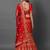 Red embroidered art silk unstitched lehenga