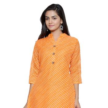 Orange printed cotton ethnic-kurtis 5