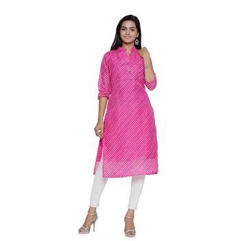 Pink printed cotton ethnic-kurtis 1