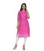 Pink printed cotton ethnic-kurtis