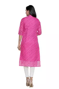 Pink printed cotton ethnic-kurtis
