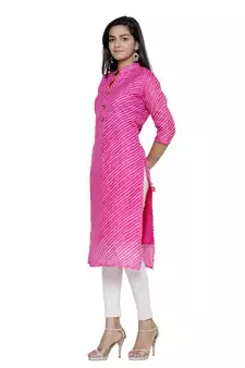 Pink printed cotton ethnic-kurtis
