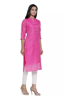 Pink printed cotton ethnic-kurtis