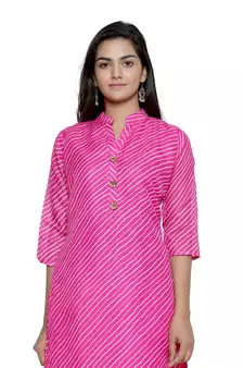 Pink printed cotton ethnic-kurtis