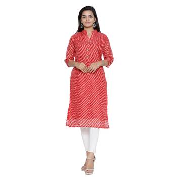Red printed cotton ethnic-kurtis 1