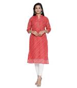 Red printed cotton ethnic-kurtis