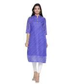 Blue printed cotton ethnic-kurtis