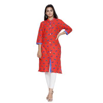 Red printed cotton cotton-kurtis 1