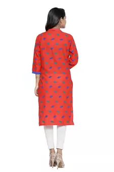 Red printed cotton cotton-kurtis