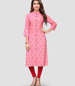 Pink printed rayon ethnic-kurtis