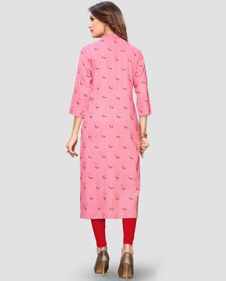 Pink printed rayon ethnic-kurtis 2