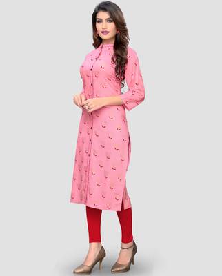 Pink printed rayon ethnic-kurtis 3