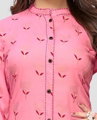 Pink printed rayon ethnic-kurtis 4