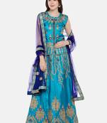 Sea-Green Embroidered Net Semi Stitched Lehenga