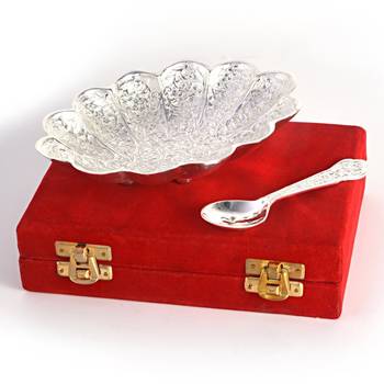 Silver Polish Brass Bowl With Spoon Mothers Day 2