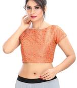 Peach Embroidered Silk Designer Readymade Designer Saree Blouse