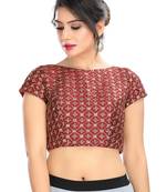 Maroon Embroidered Silk Designer Readymade Designer Saree Blouse