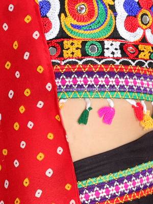 black embroidered mirror work navratri traditional lehenga choli 3