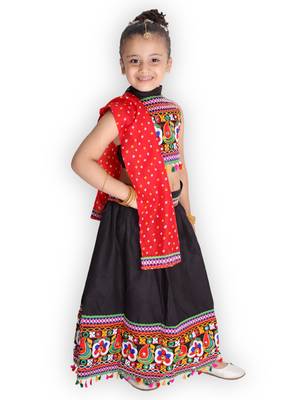 black embroidered mirror work navratri traditional lehenga choli 5