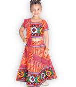 red embroidered mirror work navratri traditional lehenga choli