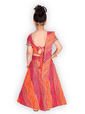 red embroidered mirror work navratri traditional lehenga choli 2