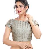 Grey Embroidered Silk Designer Readymade Designer Saree Blouse