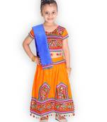 orange embroidered mirror work navratri traditional lehenga choli